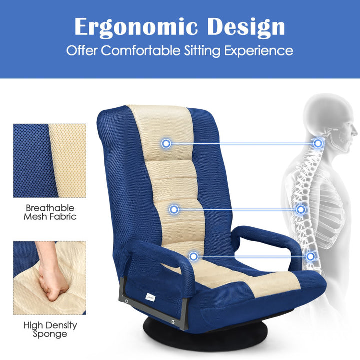 360-Degree Swivel Lazy Sofa Recliner Adjustable Folding Floor Gaming Rocker Chair with Padded Backrest and Armrests