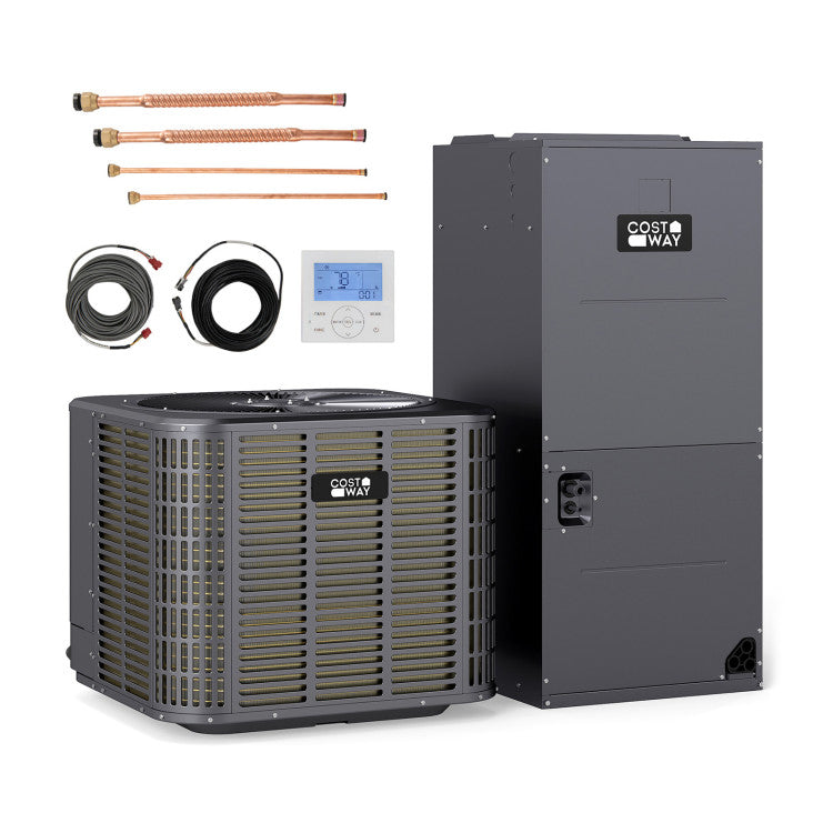36000 BTU Ducted Central Air Conditioner Heat Pump System 3 Ton 208/230V Inverter Split AC with Multi-Position Air Handler Unit