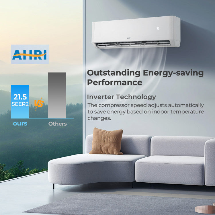 36000 BTU Quad 4 Zone Mini Split Air Conditioner Wifi Enabled 21.5 SEER2 Wall Mount Ductless Inverter AC Unit with Voice Control and Built-in Heater