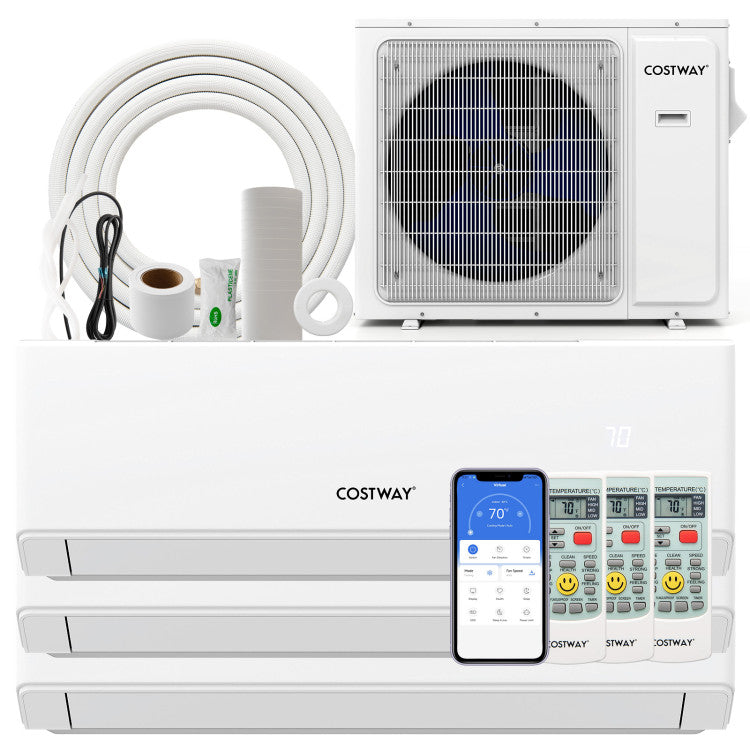 36000 BTU 3 Zone 23 SEER2 Mini Split Air Conditioner Wifi Enabled with Heat Pump