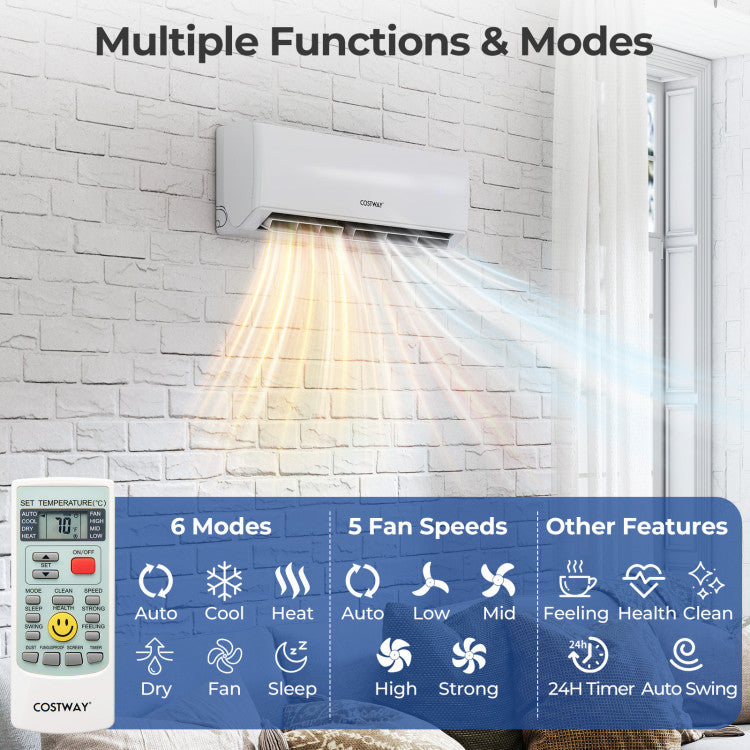 36000 BTU 3 Zone 23 SEER2 Mini Split Air Conditioner Wifi Enabled with Heat Pump
