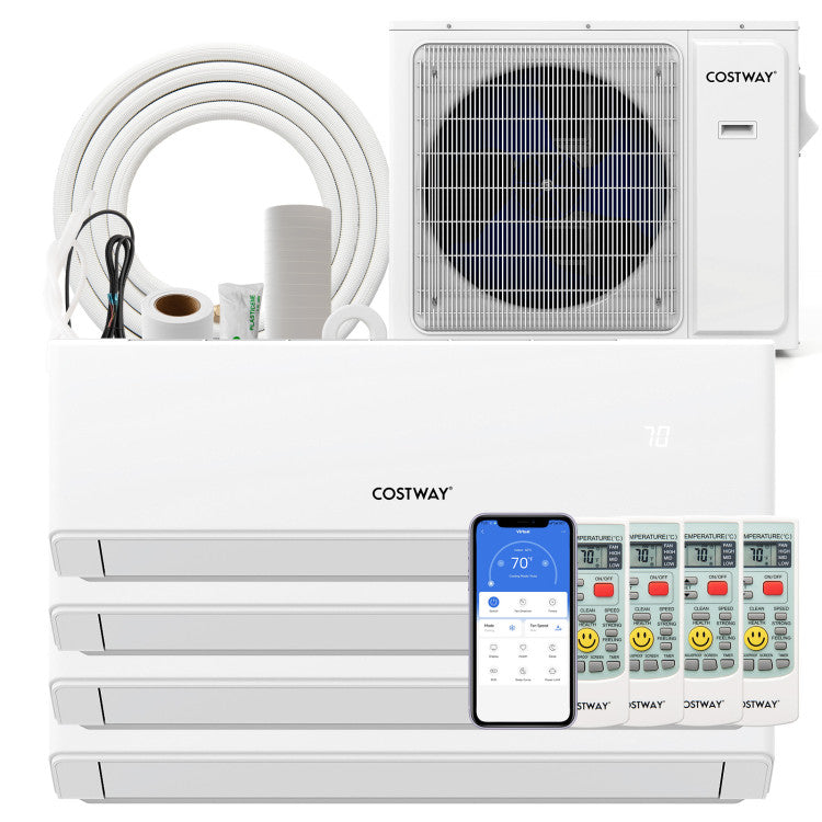 36000 BTU 4 Zone 23 SEER2 Mini Split Air Conditioner Wifi Enabled with Heat Pump