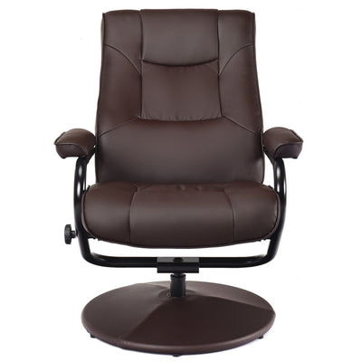 360 Degree Swivel PU Leather Recliner Leisure Lounge Armchair TV Chair with Adjustable Backrest and Footrest