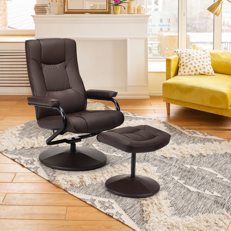 360 Swivel Recliner Chair with Ottoman Gray Gray