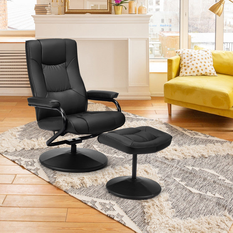 360 Degree Swivel PU Leather Recliner Leisure Lounge Armchair TV Chair with Adjustable Backrest and Footrest