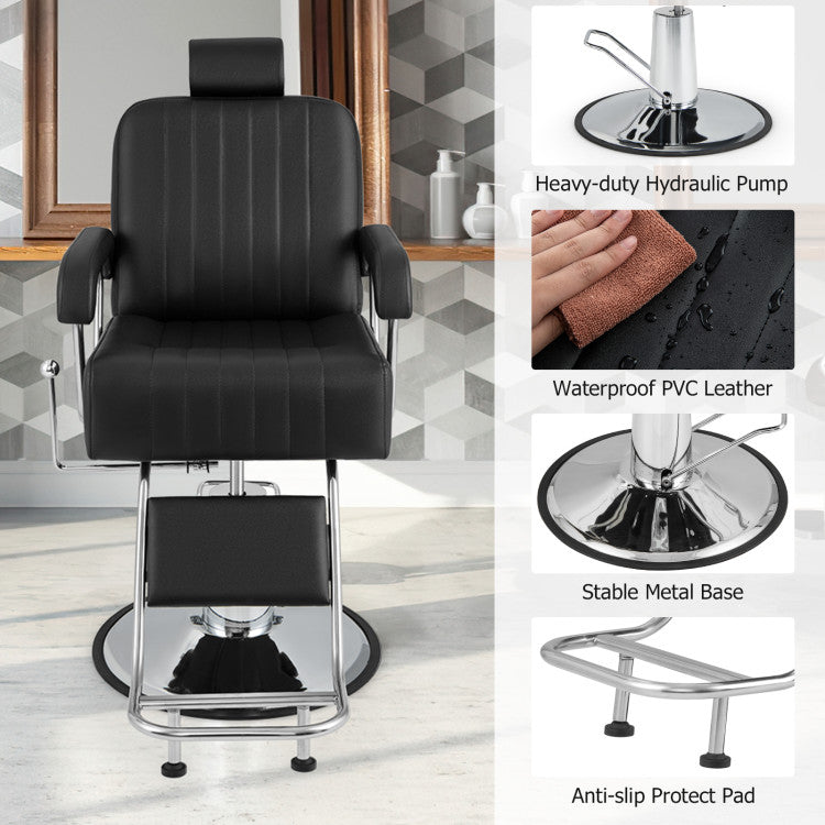 360 Degrees Swivel Salon Chair Heavy Duty Hydraulic Recline Barber Chairs with Adjustable Headrest and Backrest