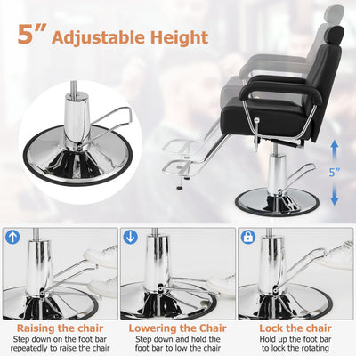 360 Degrees Swivel Salon Chair Heavy Duty Hydraulic Recline Barber Chairs with Adjustable Headrest and Backrest