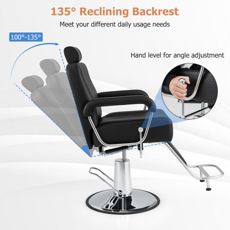 360 Degrees Swivel Salon Chair Heavy Duty Hydraulic Recline Barber Chairs with Adjustable Headrest and Backrest