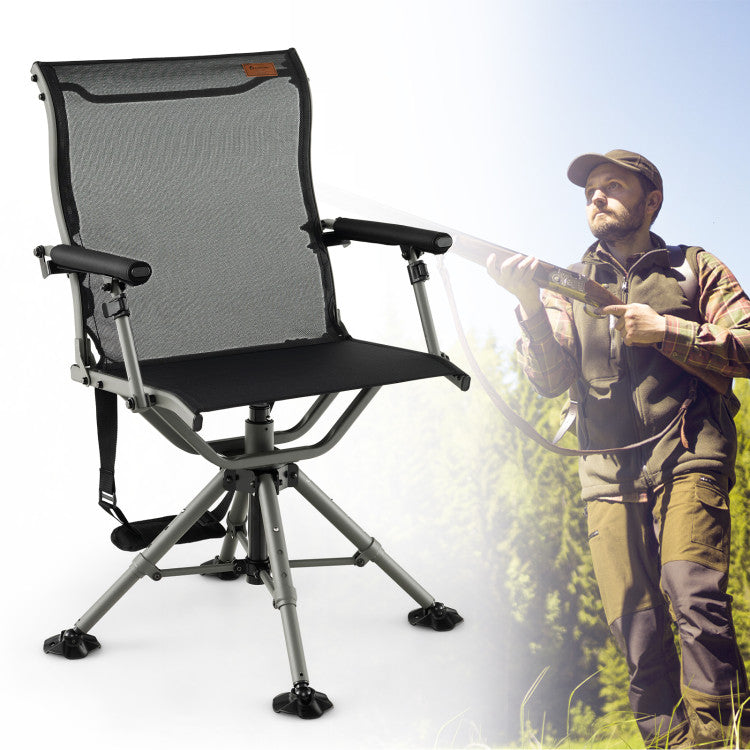 360 Degree Silent Swivel Hunting Chair with Adjustable Aluminum Legs