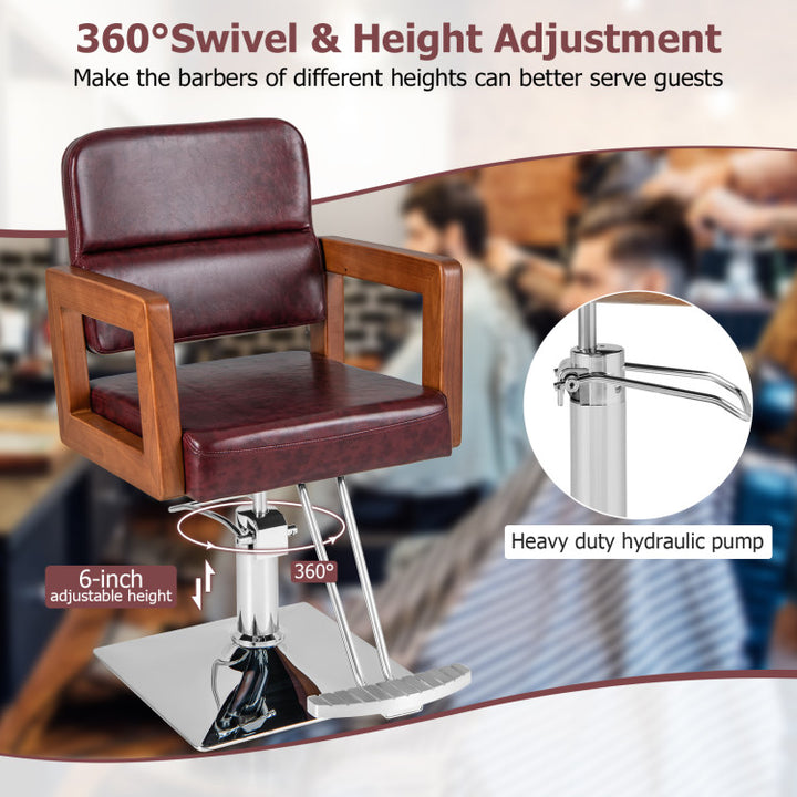 360° Swivel Artist Hand Salon Chair Hydraulic Barber Chair Hairstylist Chair with Adjustable Headrest and Seat Height