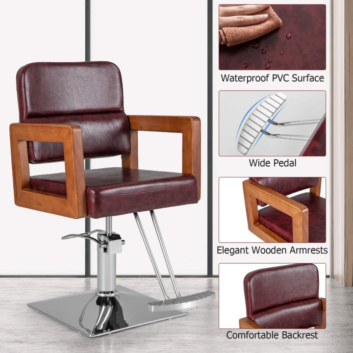360° Swivel Artist Hand Salon Chair Hydraulic Barber Chair Hairstylist Chair with Adjustable Headrest and Seat Height