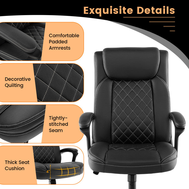 360° Swivel Executive Office Chair High Back Computer Desk Chair Managerial Chair with Padded Armrests and Thick Headrest Cushion
