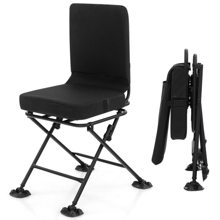 360° Swivel Hunting Chair Portable Folding Ground Blind Chair with Padded Cushion and Backrest