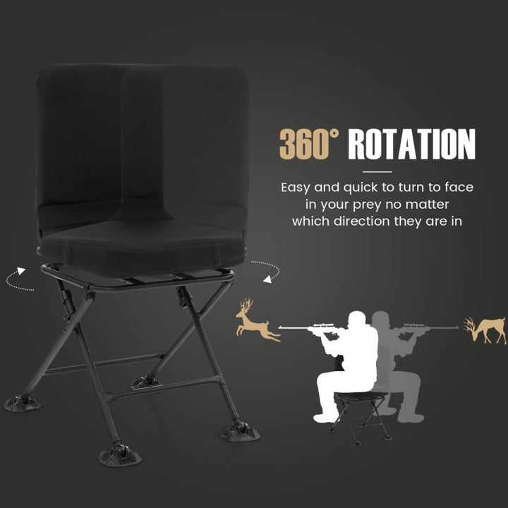 360° Swivel Hunting Chair Portable Folding Ground Blind Chair with Padded Cushion and Backrest
