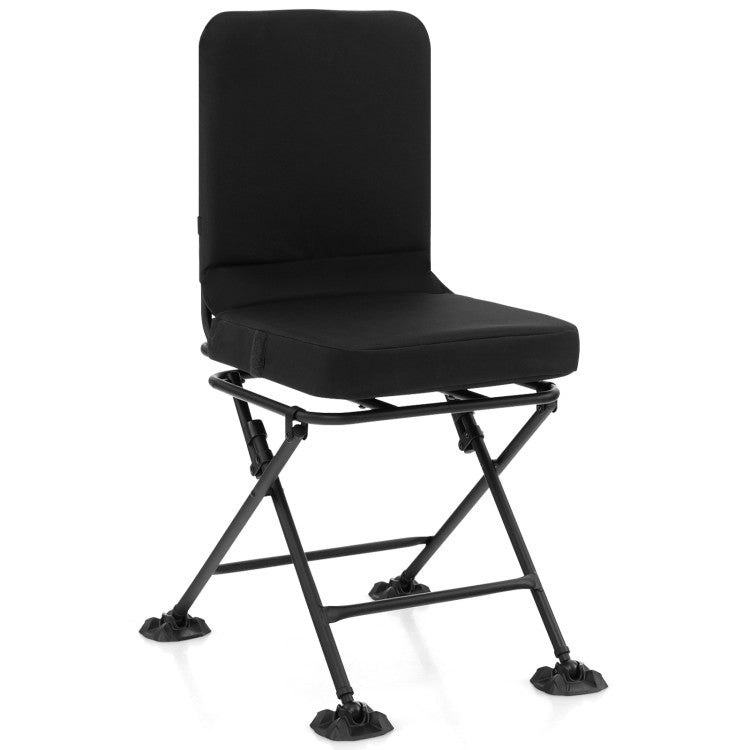 360° Swivel Hunting Chair Portable Folding Ground Blind Chair with Padded Cushion and Backrest