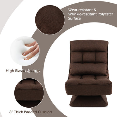 360° Swivel Lazy Sofa Gaming Rocker 5-Level Adjustable Folding Floor Chair with Massage Pillow