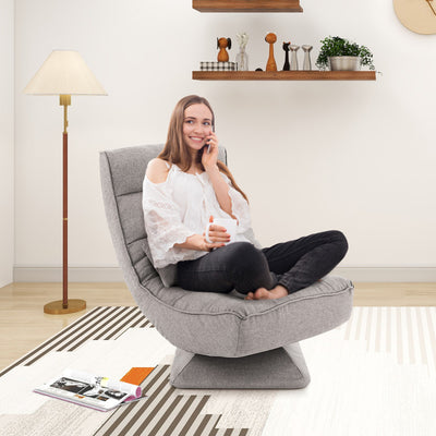 360° Swivel Lazy Sofa Gaming Rocker 5-Level Adjustable Folding Floor Chair with Massage Pillow