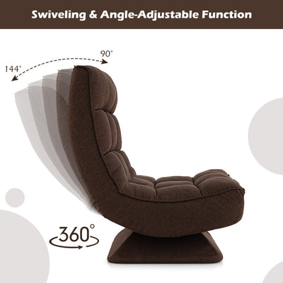 360° Swivel Lazy Sofa Gaming Rocker 5-Level Adjustable Folding Floor Chair with Massage Pillow