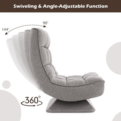 360° Swivel Lazy Sofa Gaming Rocker 5-Level Adjustable Folding Floor Chair with Massage Pillow