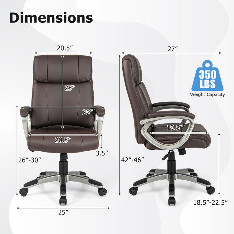 360° Swivel Office Chair PU Leather Executive Desk Chair with Adjustable Height and Wheels