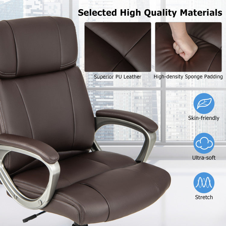 360° Swivel Office Chair PU Leather Executive Desk Chair with Adjustable Height and Wheels