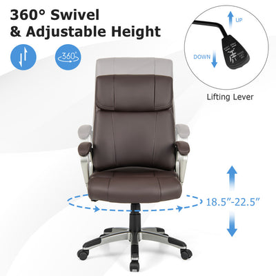 360° Swivel Office Chair PU Leather Executive Desk Chair with Adjustable Height and Wheels