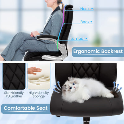 360° Swivel Heavy-Duty Executive Office Chair Computer Desk Chair with Rocking Function and Adjustable Headrest