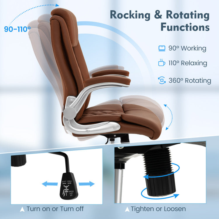360° Swivel Heavy-Duty Executive Office Chair Computer Desk Chair with Rocking Function and Adjustable Headrest