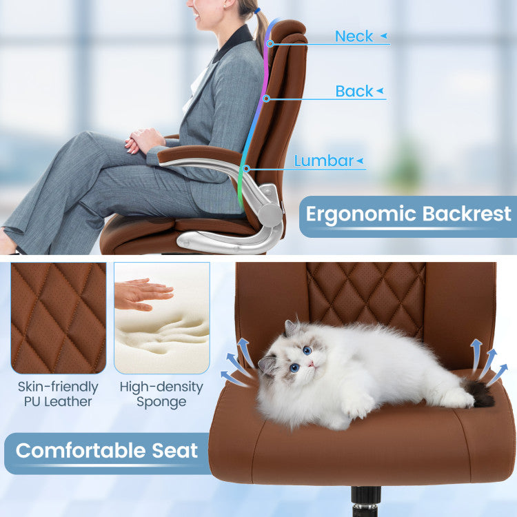 360° Swivel Heavy-Duty Executive Office Chair Computer Desk Chair with Rocking Function and Adjustable Headrest