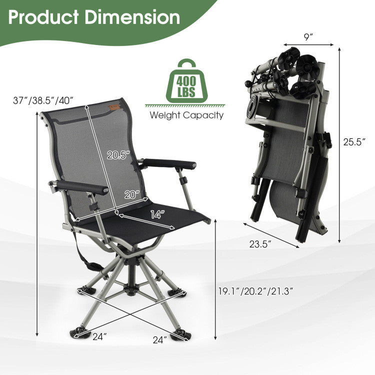 360 Degree Silent Swivel Hunting Chair with Adjustable Aluminum Legs