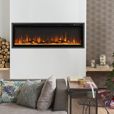 Wall Mounted Electric Fireplace Freestanding Recessed Ultra-Thin Fireplace Heater with Remote Control and Timer