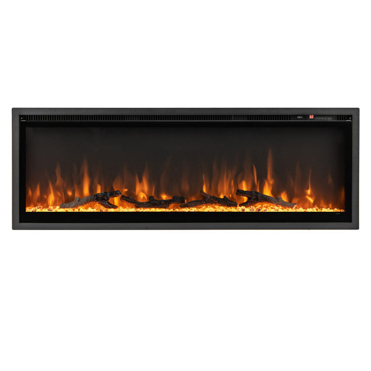 Wall Mounted Electric Fireplace Freestanding Recessed Ultra-Thin Fireplace Heater with Remote Control and Timer