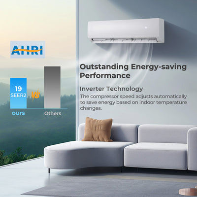 36k BTU Tri 3 Zone Mini Split Air Conditioner 19 SEER2 Wifi Enabled Ductless Wall Mounted Inverter AC Unit with 24H Timer and Remote Control