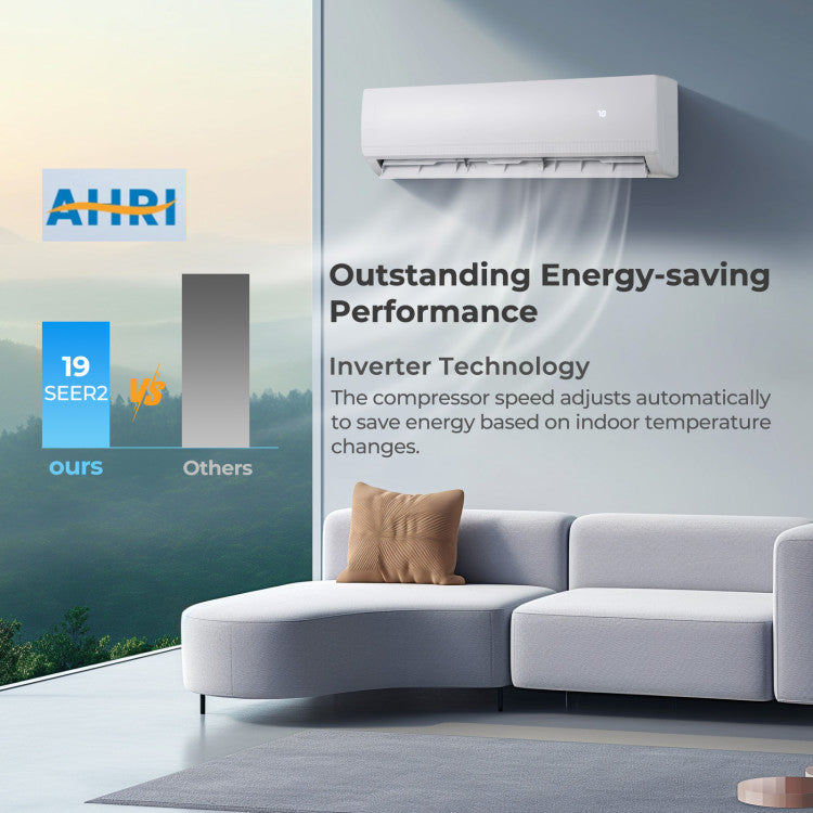 36k BTU Tri 3 Zone Mini Split Air Conditioner 19 SEER2 Wifi Enabled Ductless Wall Mounted Inverter AC Unit with 24H Timer and Remote Control