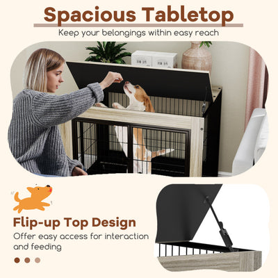 38" Indoor Dog Crate Mobile Dog Kennel Pet Cage House with Removable & Washable Tray and Lockable Doors for Large Dogs