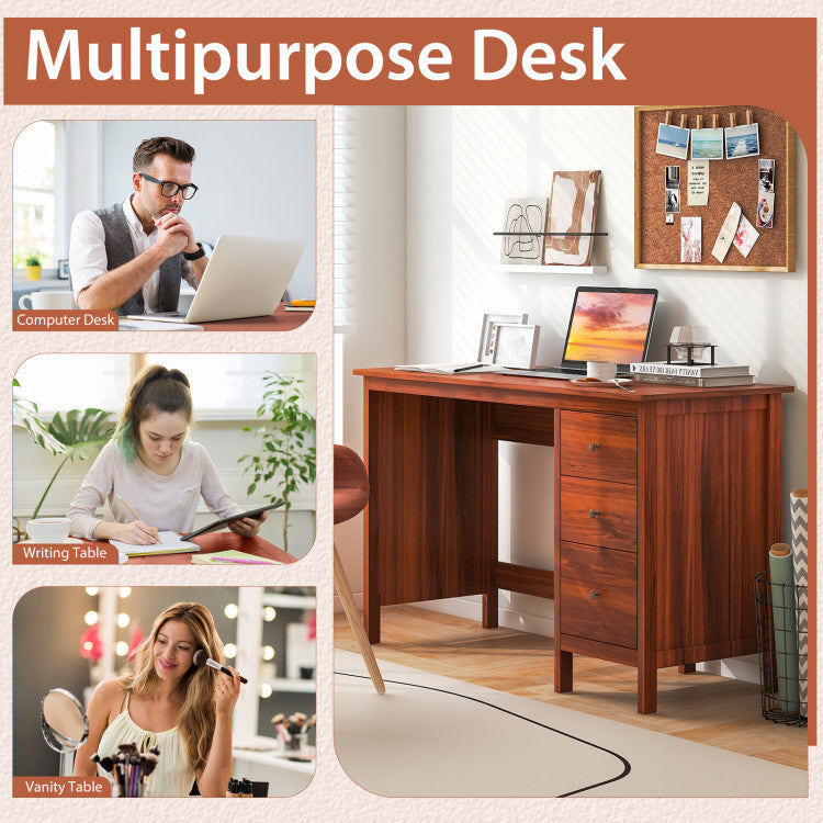 3-Drawer Home Office Study Computer Desk with Spacious Desktop