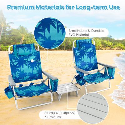 3 PCS Folding Camping Chair Outdoor Beach Chair Sling Chairst with 5 Adjustable Position