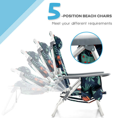 3 PCS Folding Camping Chair Outdoor Beach Chair Sling Chairst with 5 Adjustable Position