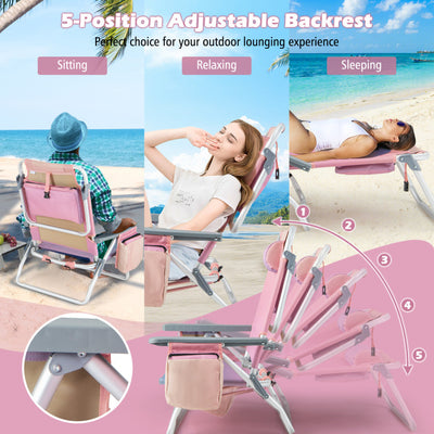 3 PCS Folding Camping Chair Outdoor Beach Chair Sling Chairst with 5 Adjustable Position