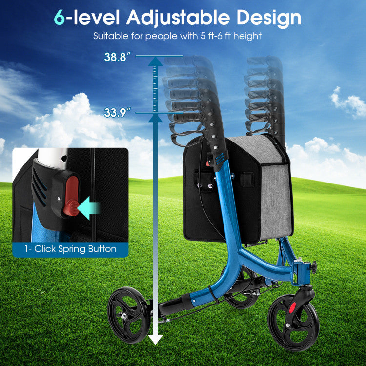 3 Wheel Foldable Rollator Walker with Height Adjustable Handles and  Removable Large Shopping Bag