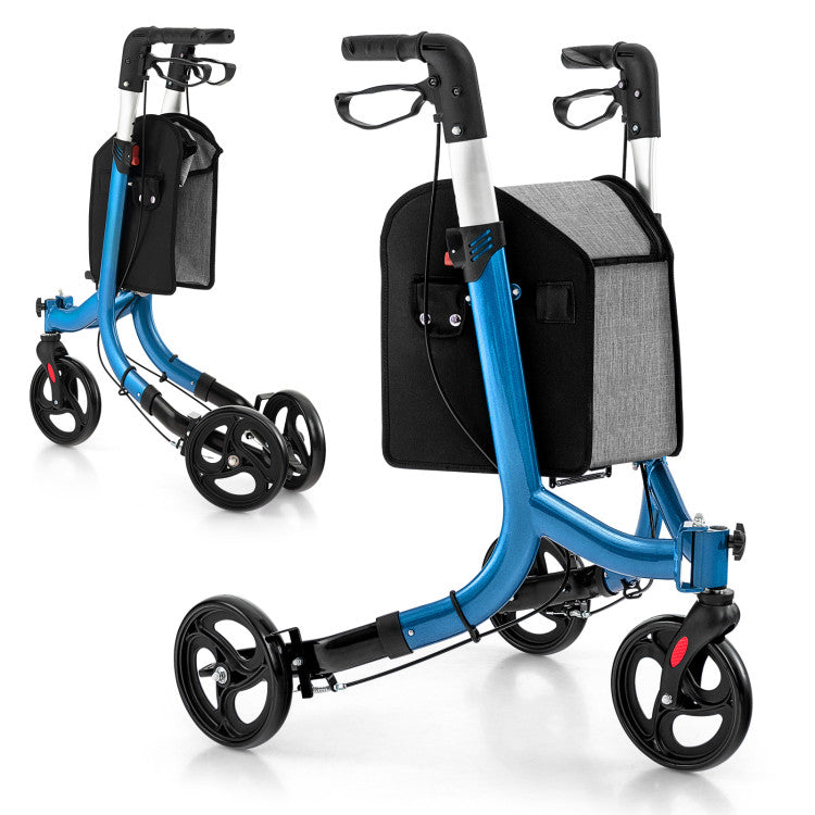 3 Wheel Foldable Rollator Walker with Height Adjustable Handles and  Removable Large Shopping Bag