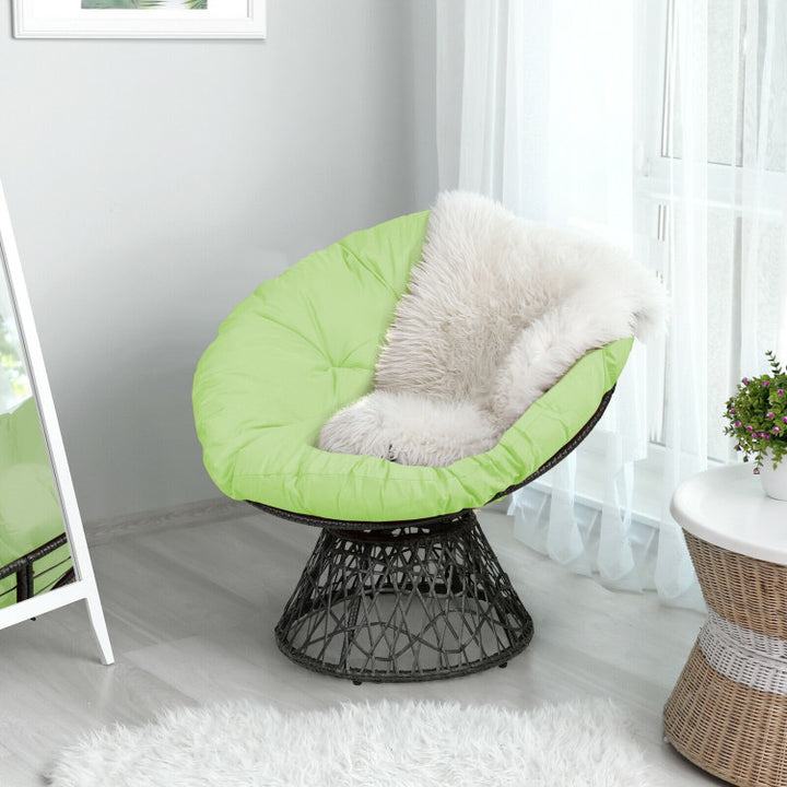 Rattan Papasan Chair Ergonomic 360-Degree Swivel with Soft Cushion