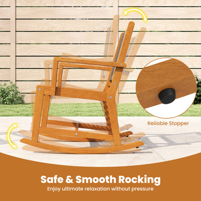 3 Piece Patio Rocking Set Acacia Wood Rocker Bistro Set with Rattan Seat and Back