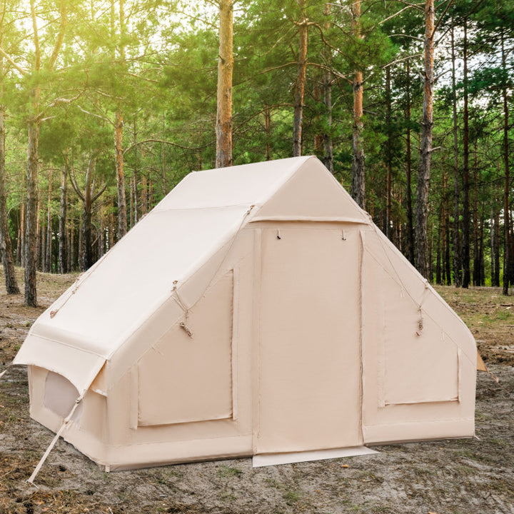 portable glamping tents Inflatable Camping Tent 2/4/6 People Glamping Tent for Family Camping with Pump-Beige