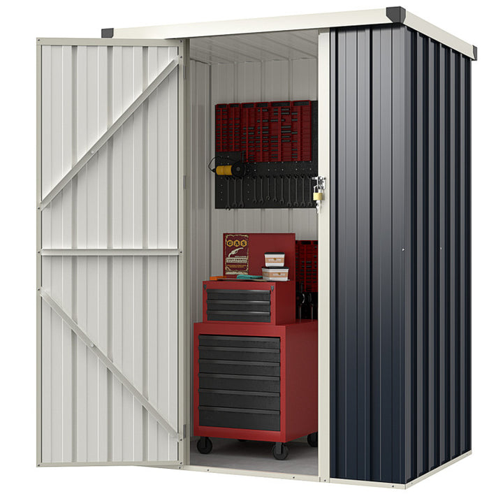 4 x 3 FT Outdoor Metal Storage Shed All-Weather Steel Utility Tool House with Lockable Door
