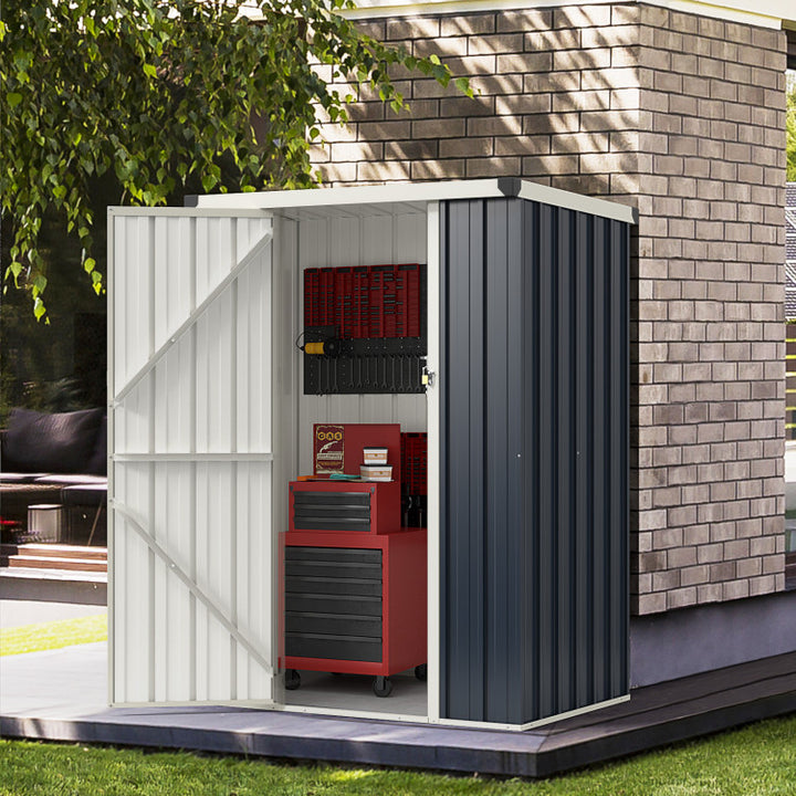 4 x 3 FT Outdoor Metal Storage Shed All-Weather Steel Utility Tool House with Lockable Door