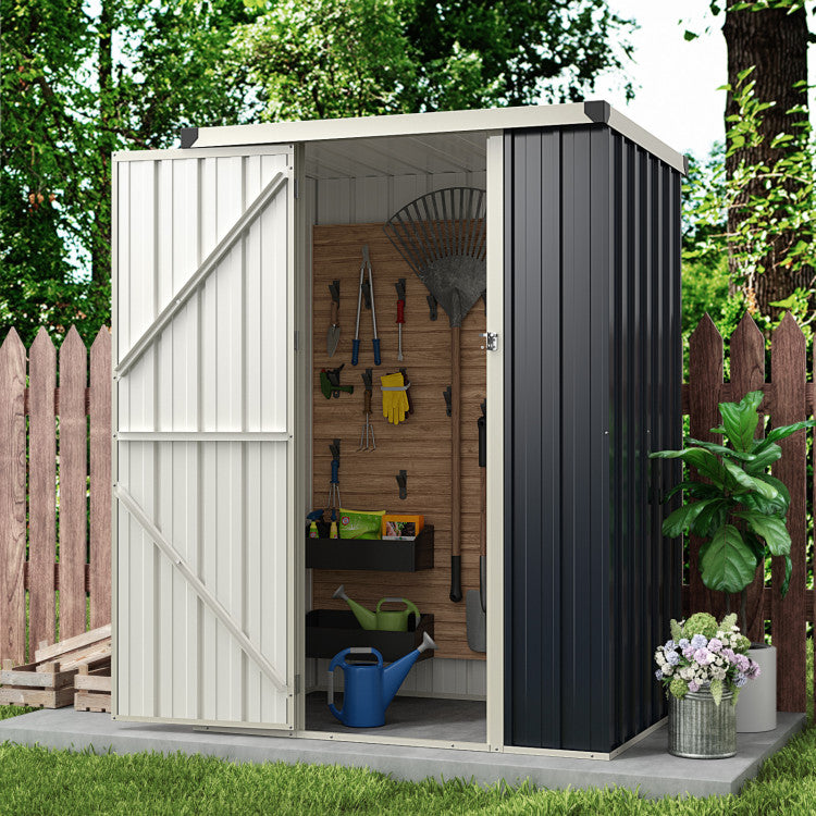 4 x 3 FT Outdoor Metal Storage Shed All-Weather Steel Utility Tool House with Lockable Door