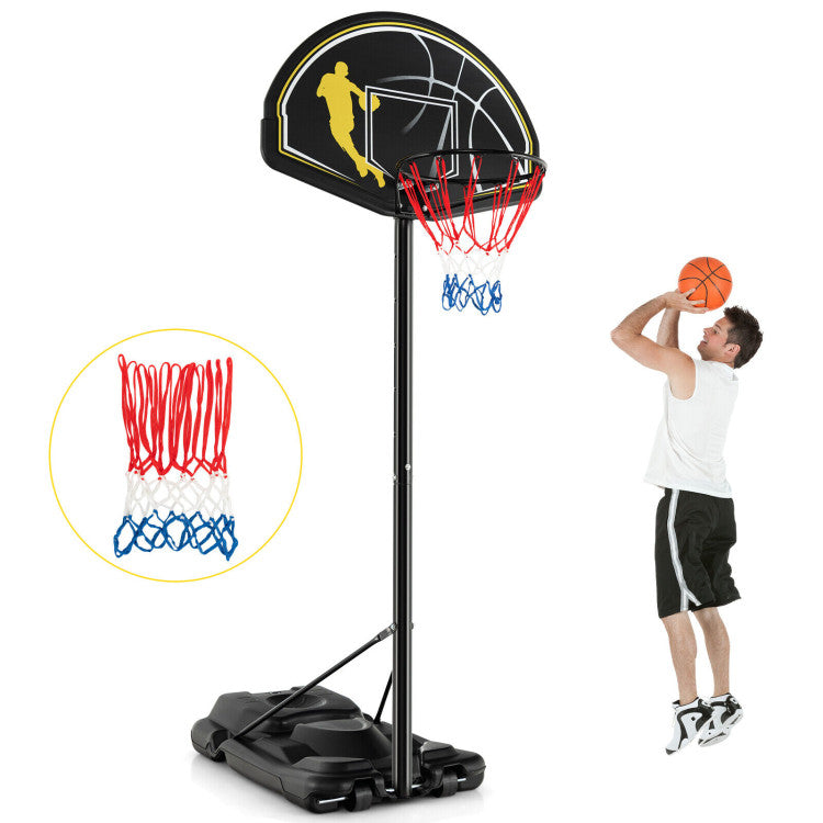 4.25-10FT 12-Level Adjustable Basketball Goal Portable Basketball Hoop Outdoor Basketball Stand System with Shatterproof Backboard