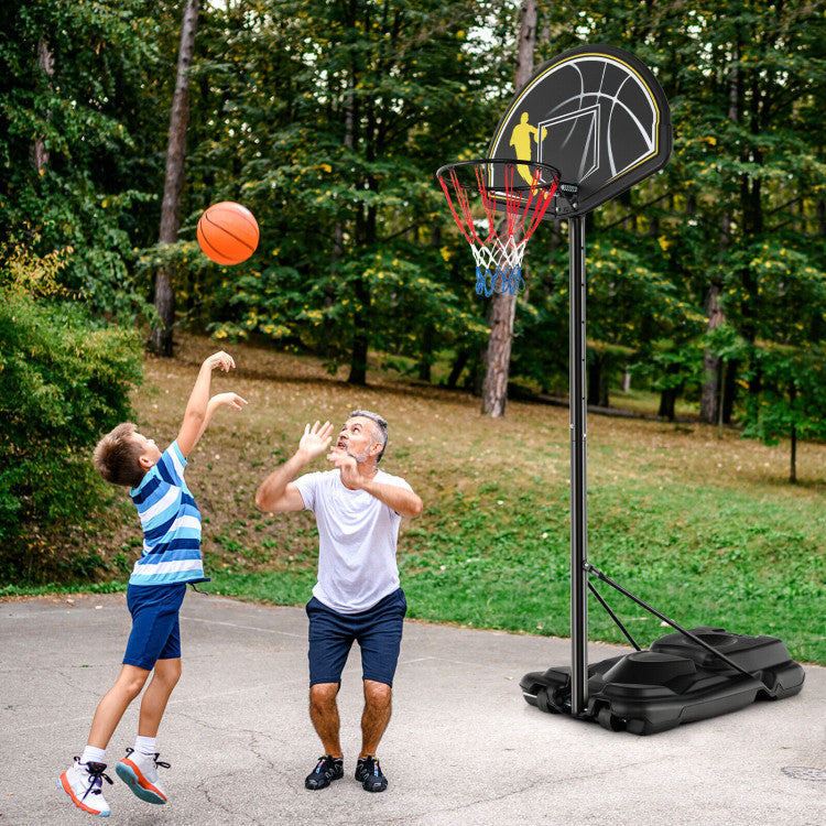 4.25-10FT 12-Level Adjustable Basketball Goal Portable Basketball Hoop Outdoor Basketball Stand System with Shatterproof Backboard