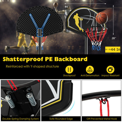 4.25-10FT 12-Level Adjustable Basketball Goal Portable Basketball Hoop Outdoor Basketball Stand System with Shatterproof Backboard